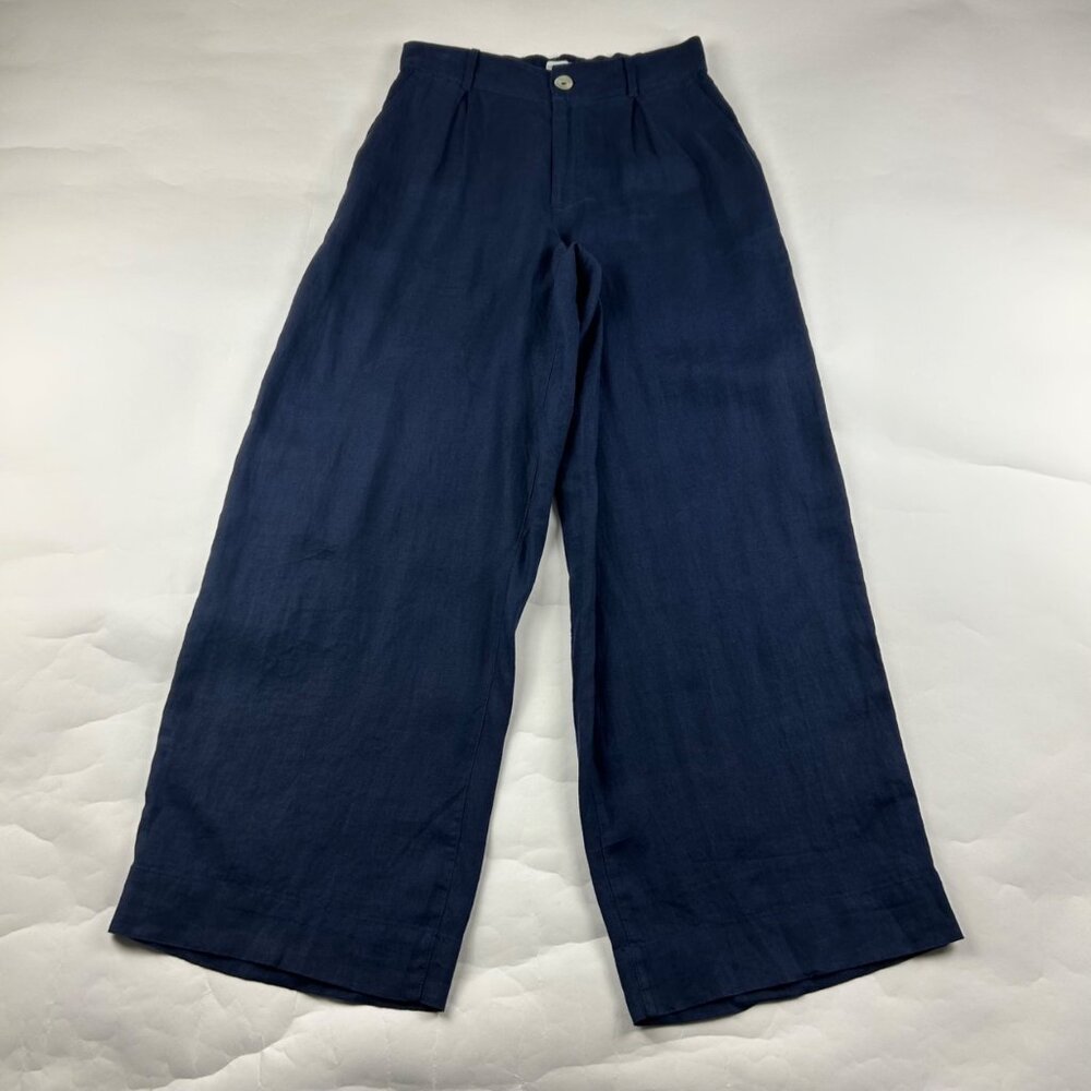 Navy Wide-Leg Women's Pants